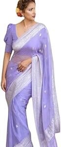 Women's Pure Soft Kanjivaram Cotton Silk Saree Banarasi Style With Blouse Piece for Wedding (Fatima-51)