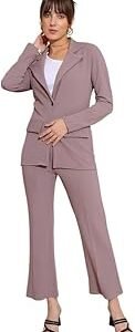 Co-ord Set for Women|Collared Neck Co-ord Set for Women| Blazer and Trouser|Solid Co-ord Set|Coat and Pant|2 Piece|Formal Co-ord Set for Women| Lycra Co-ord Set