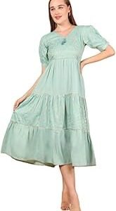 Dress for Woman | Stylish Foil Print A-line One Piece Midi to Casual, Party Cotton Kurti for Women | Dresses for Women Western