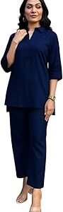 Womens Designer Rubi Cotton Co-Ord Set for Women | 3/4 Sleeve Regular Fit Comfortable Cord Set Any Occasion