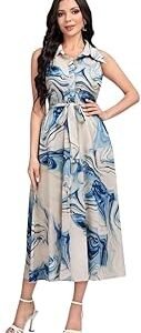 Women's Multicolor Cotton Sleeveless Maxi Dresses |Long Dress for Women| One Piece Western Dress for Women