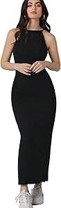 Solid Halter Neck Solid Bodycon Midi Dress for Women's & Girl's