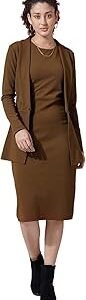 Western Dress for Women|Solid Lycra Western Dress for Women|Round Neck Shrug with Bodycon Dress for Women|Two Piece Knee-Length Dress for Women