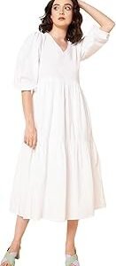 Women's Cotton Pleated Maxi Casual Dress