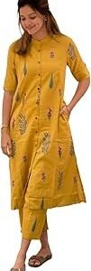 Women's Rayon Viscose A-Line Printed Kurta with Pant