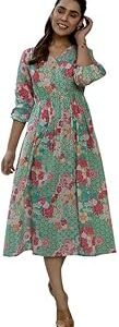 Women's Georgette Floral Printed A-line Dress