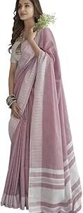 Women's Self Woven, Jacquard Border Cotton Saree with Unstitched Blouse