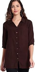 Women's Solid Rayon Longline Casual Shirts (Small to Plus Sizes 7XL)