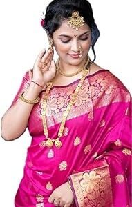 Women's Pure Kanjivaram Silk Saree Soft Banarasi Style Wedding With Blouse Piece (Vruksh-51)