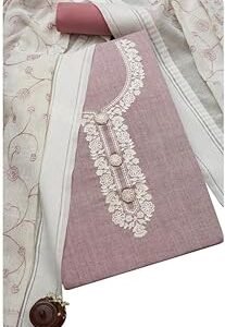 Womens Cotton Blend Embroidered Unstitch Dress Material