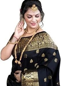 Women's Zari Woven Cotton Silk Jacquard Saree With Unstitched Blouse Material