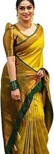 Women's Fancy Banarasi Kanjivaram Art Silk Saree with Blouse Pieces||Yellow Coloured Kanjivaram Saree|| AZ-YS-OG-YUKTI YELLOW