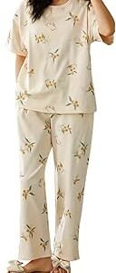 Womenâ€™s Cotton Pajama Set with Top & Pants|| Korean Night Suit|| Lightweight Printed Set || Soft & Comfy Sleepwear for Girls & Women || LNS-3-$