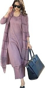 Women's Rayon Blend Solid Straight Kurta with Pant & Dupatta