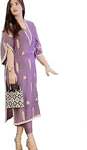 Women's Rayon Viscose Embroidered Pakistani Kurta with Pant Set