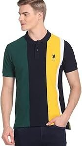Men's Colour Block Pure Cotton Slim Fit Polo Shirt