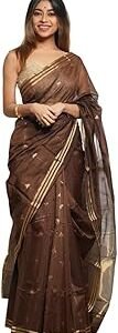 Women’s Soft Cotton Saree with Golden Zari Border | Handwoven Lightweight Saree with Blouse Piece for Festive