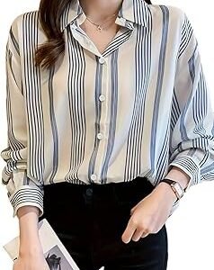 Women's V Collared Casual Stylish Long Sleeve Oversized Fit Shirt