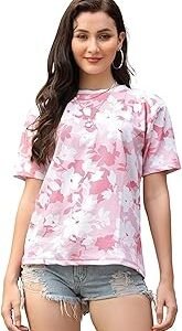 Women's Lycra Casual Flower Printed Half Sleeve Western Top for Women/Girls Night wear Top