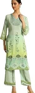Sunset Ombre Women's Cotton Printed Kurta Set with Palazzo Pants - Ethnic Wear, Kurta Sets for Woman|Kurti Set for Woman |