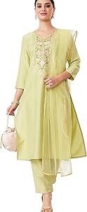 Women's Embroidered Kurta Pant Set with Dupatta