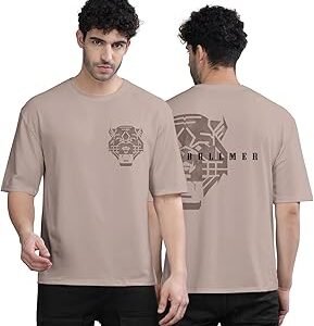 Black Trendy Front and Back Printed oversized Round Neck T-shirt for men