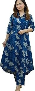 Co ord set for women stylish | Anarkali Kurta-Set â€“ Viscose Rayon Printed Kurta & Straight Pant | kurtis| Festive Indian Traditional Outfit Dress for Functions & Puja | Trendy Travel & Streetwear Look for Women | 3/4 Half Sleeve
