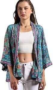 KE KANHA EXPORTS Shrugs for Women Stylish | Cover up on Jeans Tops for Women | Western Beach Outfits | Summer Clothes | Kimono Length Option Short | Medium | Long