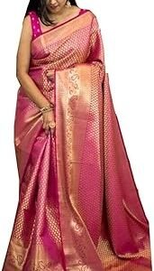 Women's Kanjivaram Soft Silk Saree With Blouse Piece