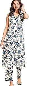 Women's Cotton Printed Straight Kurta With Pant Set