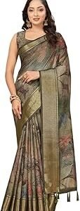 Digital Printed Dola Silk Saree with Blouse Piece Floral Design | Perfect for Festive Occasions | Dola Silk | Silk Saree | Cotton Silk Saree | Silk Saree Collection.