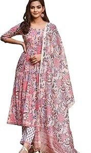 Women's Viscose Floral Printed Kurta and Pant with Dupatta Set