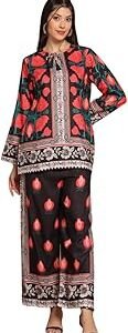 Women’s Co-Ord Set | Placement Printed Set for Women Stylish Western | Perfect Festive & Party Set for Women Full Sleeve Pant Top