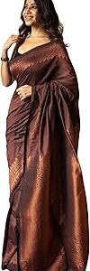 Women's Kanjivaram Pure Soft Silk Saree With Unstitched Blouse Piece