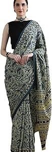 Women's Hand Block Print Jaipuri Cotton Mulmul Saree with Blouse Piece | Cotton Saree For Women & Girls