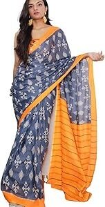 Women's Printed Pure Cotton Saree with Unstitched Blouse Piece