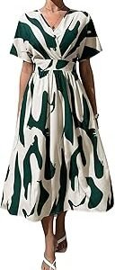 Printed Maxi Dress for Women | Trendy Long One Piece Summer Outfit | Lightweight Flared Dress for Casual & Holiday Wear