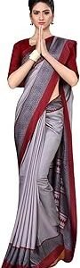 Women's Grey Turkey Art Silk Uniform Saree with Unstitched Blouse Piece (TRISHIKA_NEW_) (8130)