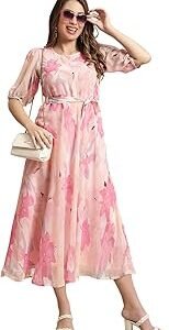 Women's Georgette Maxi Dress| Digital Print Floral Printed Western Ethnic Gown |Maxi Dress Casual Wear