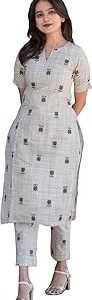 Women's Rayon Viscose Straight Printed Kurta with Pant