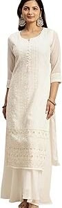 Women's Georgette Anarkali Lucknowi Chikankari Ethnic Wear Kurta