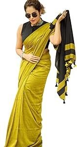 Designer Cotton Saree with Floral Print Blouse, Maroon and Mint Green, Tasseled