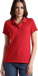 Women's Regular Comfort Fit Cotton Rich Button Polo T-Shirt