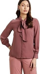 Women's Solid Desk-to-Dinner' Bow Tie Top (Regular Fit)