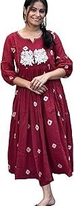 Women's Rayon Blend Anarkali Printed Kurta with Pant
