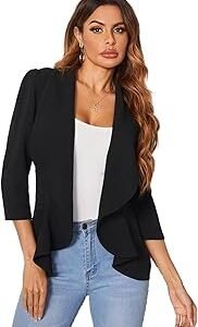Women's Lightweight Open Front Blazer – Draped Waterfall Longline Blazer Style