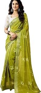 Women's Printed Cotton One Minute Ready to Wear Saree With Unstitched Blouse Piece