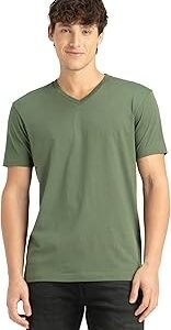 2726 Men's Super Combed Cotton Rich Solid Regular Fit V Neck Half Sleeve T-Shirt