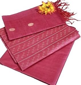 Handloom Semi Tussar Silk Unstitched Suit Set for Women with Dupatta | Salwar Suit Dress Material for Women & Girls | Top - 2.5 Mtrs, Bottom - 2.50 Mtrs & Dupatta - 2.3 Mtrs_Pink