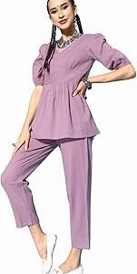 Women's Self Woven Kantha Cotton Kurti Pant Set